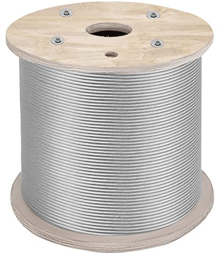 VEVOR Cavo in Acciaio Inossidabile T316 da 150M, Fune Metallica per Cavo Forza di 1T, Corda a Filo da 1x19 Costruzione per Sartiame, Sollevamento, Spinta, Trazione e Trasporto in Energia e Industria