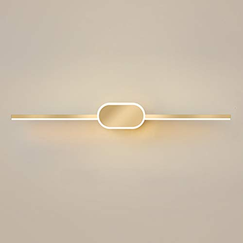 VOMI LED Spiegelleuchte Schminktisch Beleuchtung Metall Modern Wandleuchte Spiegellampe Innen Warmweiß Badezimmerleuchten mit Acryl Lampenschirm für Bad Schlafzimmer Restaurant, Golden,80cm