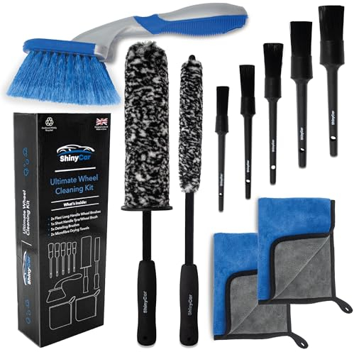 ShinyCar® UK: Ultimate Car Wheel Brush Kit - A Professional Range of Brushes & Microfibre Cloths to Deep Clean Rims, Spokes, Barrels & Tyres. The Most Comprehensive Alloy Cleaning Set You’ll Ever Need