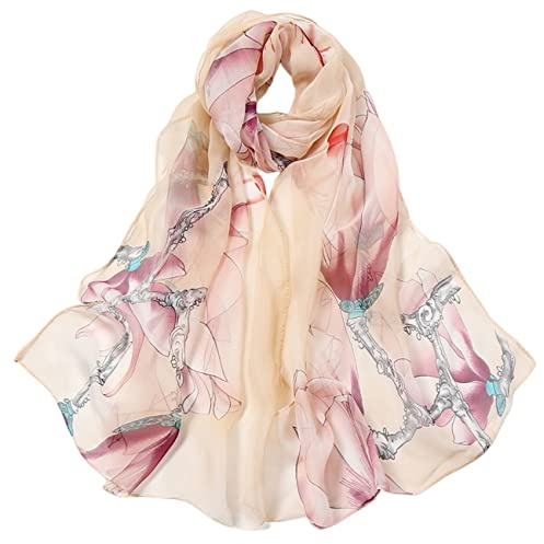 FAIRYGATE Schal Damen Beige Seidentuch Haare Halstücher Tuch Kopftuch Halstuch Schals Tücher Damen Stola Festlich A4222