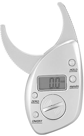 Lancoon Digital Body Fat Caliper, Sebum Meter with Skinfold Measurement Clamp High Accuracy LCD Display Battery Powered for Adults Silver