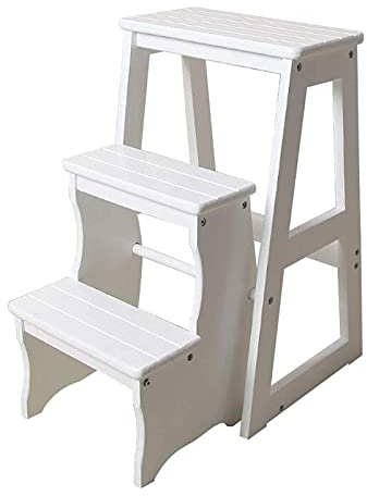 KAZUP Indoor-Kletterhocker, Tritthocker, Massivholz-Klappstuhl, 3-Stufen-Treppenstuhl, tragbare Haushaltsleiter, leichte Gartengeräte, maximale Belastung 150 kg