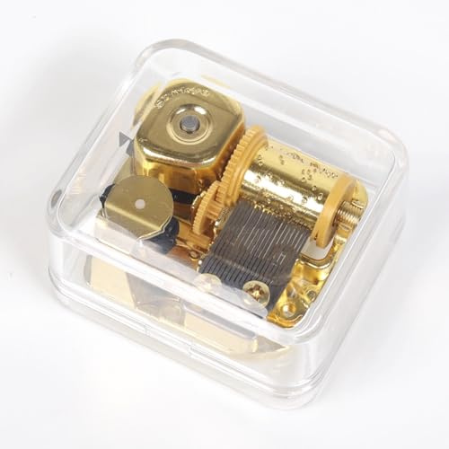 Music Box, Acrylic Transparent Gold Wind Up Music Box with Custom Song, Metal Silver-Plated, for Birthday Christmas Valentine's Day