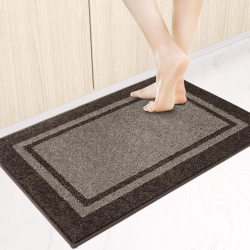 anllugs Kichen Rugs 61 x 91,4 cm, rutschfest, maschinenwaschbar, Küchenläufer, Teppiche, Bodenmatten, saugfähig, Komfort-Standmatten für Küche, Spüle, Wäsche und Flur, Graubraun und Kaffee