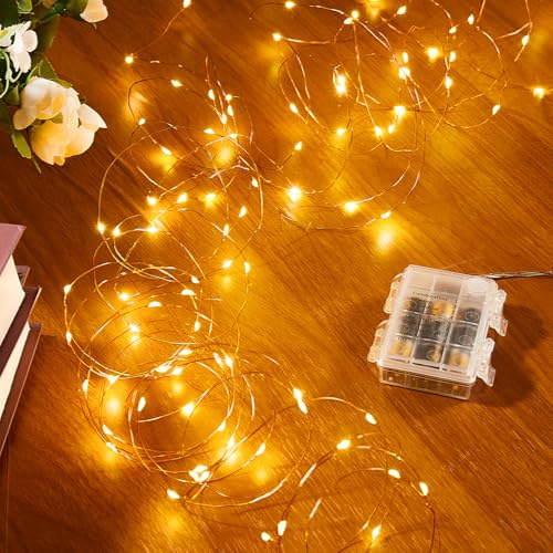 Ariceleo 5m 50 LED Wasserdichte Lichterkette, Batteriebetrieben, 1 Packung Warmweiße Kupferdraht-Lichter mit Fernbedienung, Timer & Funkelmodus, Ideal für Schlafzimmer, Hochzeit, Weihnachtsdekoration