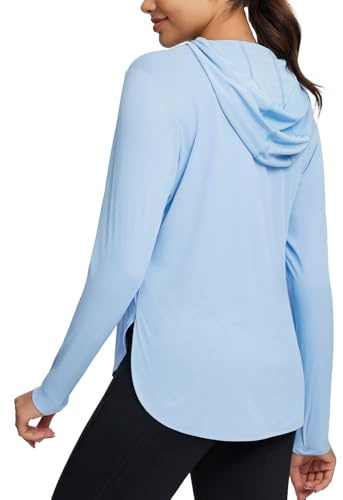 Damen UPF 50+ Sonnenschutz Hoodie Schnell Trocknende Langarm Sun Shirt Uv-Schutz für Running Wandern Outdoor Surfen Angeln