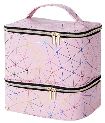 Nagellack Organizer für 30 Flaschen | 2024 Neue Nagellack Tragetasche | Doppellagige Reise Aufbewahrungstasche | wasserdichte Make up Tasche mit Griff und -Trennwänden