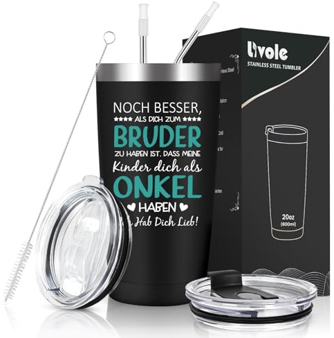 Livole Julklappar till bror, män, bror gåvor, bror termosmugg, 20 oz kaffe att gå kopp, vinmugg