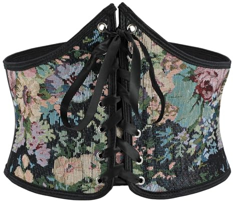 LEACOOLKEY Damen Floral Korsett Gürtel Schnürung Tied Waspie Breiter Taillengürtel Renaissance Kostüm Korsettgürtel für Kleide