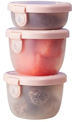 b.box Snackdosen, 3 Stück, Lebensmittelbehälter für Mittagessen, 118 ml + 57 ml Saucenbecher | Auslaufsichere Lunchbehälter, wiederverwendbare Snackbehälter mit Deckel, Dip + Sauce Lunchbox Zubehör, spülmaschinenfest