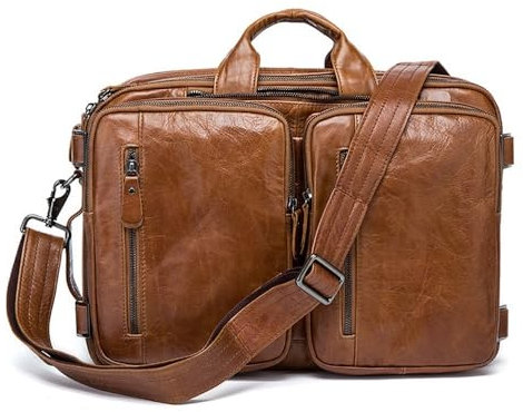 GZE-KODJFKPO Herren Leder Laptoptasche Tragbare Satchel Ledertasche Vintage Satchel Designer Schule Arbeitstaschen Business Handtasche Aktentasche for Männer Leder Messenger Bag(Brown)