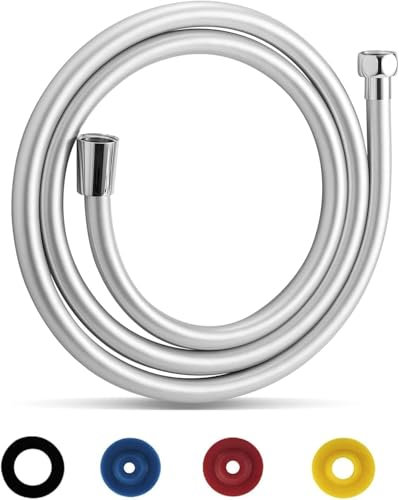 Tubo Doccia Flessibile Argento 2M/79In PVC Anti Torsione con 4 Limitatori Flusso Attacco Standard 1/2 Adatto Tutti I Soffioni
