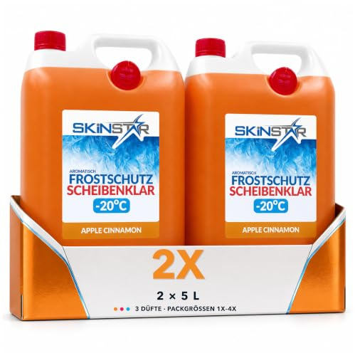 SkinStar Scheibenfrostschutz -20°C mit Duft | Effektiver Scheibenreiniger | Winter | Gebrauchsfertig | Frostschutzmittel Scheibenwaschanlage | Klare Sicht (10l, Apple-Cinnamon)