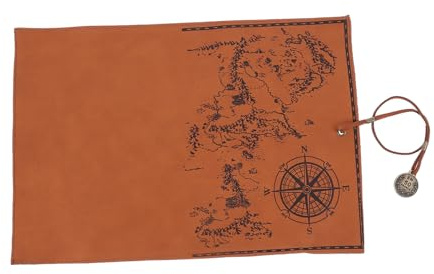 STOBOK Retro Rolle up Federmäppchen Canvas Lederoptik Großes Stifteetui Schatzkarten Muster Vintage Stiftehalter Für Schule Büro Reise