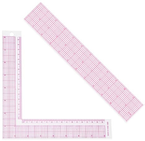 2 Pezzi Righello per Cucito, L Forma Righello Cucito, Righello Quadrato, Quadrato Righello Utensile per Sartoria Professionale, per il taglio del modello di abbigliamento