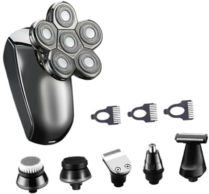 DECOMELODY Rasoir Électrique Rechargeable 6 Têtes, Étanche, Léger, Pour Homme, Rasoir à Barbe Multifonction, Ensemble Complet De Rasage Et Coiffure, Adapté Voyage