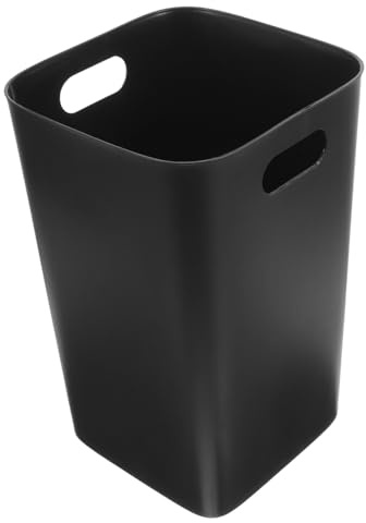 AKOOSY Papelera Cocina 30 Litros sin Tapa, Bote de Basura Doméstico Negro de Plástico, Diseño Abierto para Cocina y Zonas de Alto Tránsito