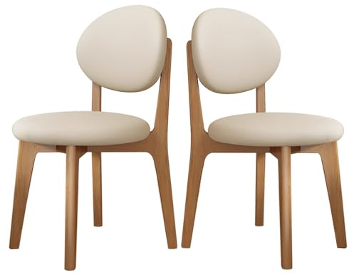 Juego de 2 sillas de comedor de madera acolchadas, reposabrazos, sillas de cocina para restaurante, sala de estar, dormitorio, elegante acabado de nogal