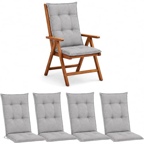Hochlehner Auflagen 4er Set 120x50x5,5cm Anthrazit Grau Sitzpolster Komfort