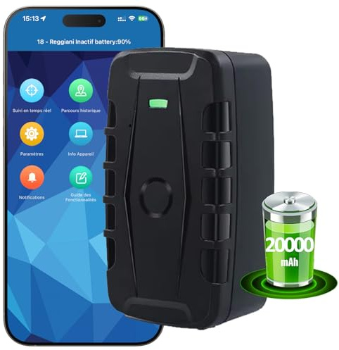20000mAh TK918 Traceur GPS Professionnel 4G LTE, Tracker GPS Voiture sans Abonnement, Traceur avec Carte Sim, Aimant IP67 Suivi Temps Réel, Historique 6 Mois Géo-Clôture pour Flotte Camion Remorque