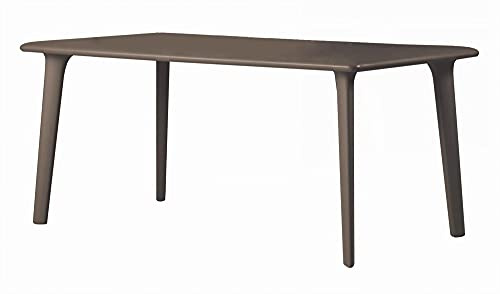 RESOL New Dessa Mesa Jardín Comedor Interior o Exterior 160x90 Rectangular | 4 ó 6 Personas | Robusta, Sobria e Informal | Protección UV para Uso en Patio, Terraza o Porche - Color Chocolate