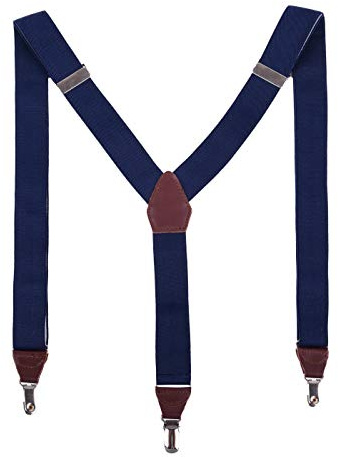 Massi Morino Tirantes para hombres 3,5cm de ancho - Tirantes elásticos ajustables con cuero genuino y clips extra fuertes I Tirantes en forma de Y para hombres incl. caja de regalo