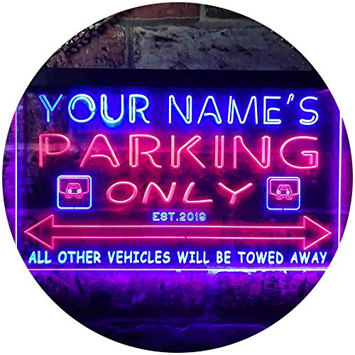 ADVPRO Personalized Your Name Est Year Theme Parking Space Garage Dual Color LED Barlicht Neonlicht Lichtwerbung Neon Sign Rot & blau 300 x 210mm st6s32-qo1-tm-rb