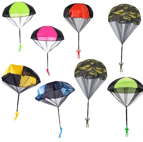 8 Pcs Parachute Army Men, Outdoor Flying Toys for Kids - Boys & Girls Gifts (7 Colors)