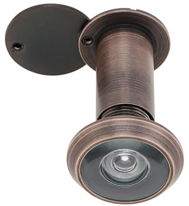 HOJLKLD Spioncino in ottone massiccio a 200 gradi, spioncino con copertura per la privacy, per porte da 3,5 a 6,3 cm (bronzo lucidato ad olio)