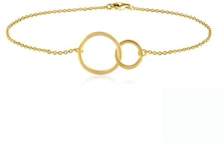PAZONE Damen Einfaches Gold S925 Sterling Silber Armband Silber Doppelring Kreis Armband Armband(Color:Gold)