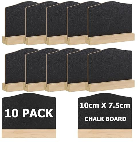 laeeyin 10 Stück Holz Preisschilder Aufsteller Kreidetafel Klein Schiefertafel Mit Rustikalen Holzständern Buffet Schilder Getränkekarte für Hochzeitsdek, Schule, Buffet tisch, Geburtstag Party
