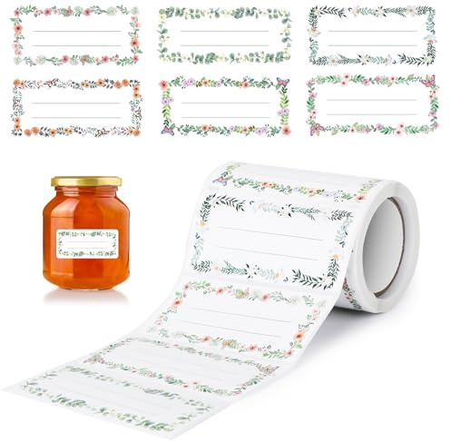 AiQInu 200 Stück Marmeladen Etiketten Selbstklebend,Etiketten Zum Beschriften, Klebeetiketten Marmelade Für Marmeladengläser Flaschen Gewürzgläser