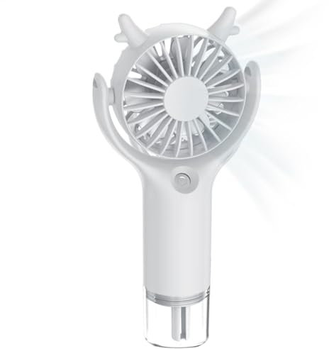 Ventilador de mano recargable - 3 velocidades - Dispositivo de refrigeración personal ajustable, compacto y ligero | Ventilador portátil alimentado por USB con humidificador de pulverización de agua