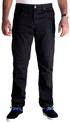 Huxlay Bros Mens Motorcycle Jeans, Aramid Lined Motorbike Stretch Jeans with Knee & Hip Protectors, 32W X 32L Black