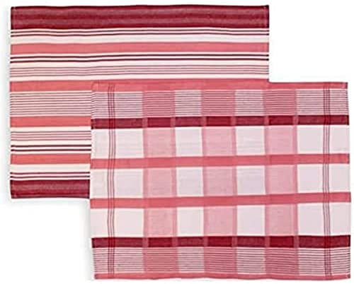 Soleil d'ocre, Set de 2 paños de cocina en algodón PAELLA rosa, jacquard 50x70 cm