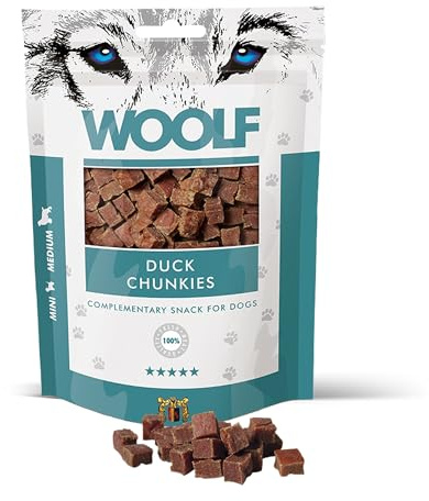 Snacks Naturales para Perros | Dados De Pato Sin Conservantes | Chuches Perros Naturales Woolf - Dog Treats Saludables con Proteínas Y Vitaminas Esenciales | 100g
