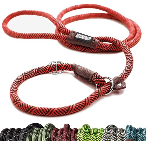 Friends Forever Extremely Durable Dog Rope Leash, Premium Quality Mountain Climbing Rope Lead, Strong, Sturdy Comfortable Leash Supports The Strongest Pulling Large Medium Dogs 6 feet, Red | Reflective, Thick Heavy Duty, Sturdy, No Pull, Comfortable For The Strong Large Medium Small Pets 6 feet, Red
