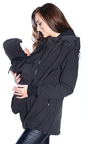 Mija – 3-i-1 bärjacka för babybärare, mammajacka, softshell 4068, svart, XL