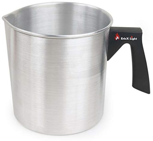 EricX Light Candle Making Pouring Pot,2 pounds,Double Boiler Wax Melting Pot,Dripless Pouring Spout & Heat-Resisting Handle Designed,Aluminum Construction Candle Making Pitcher