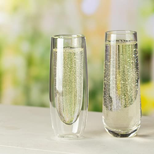 Utopia Flûtes à champagne à double paroi sans pied 160 ml – Boîte de 6