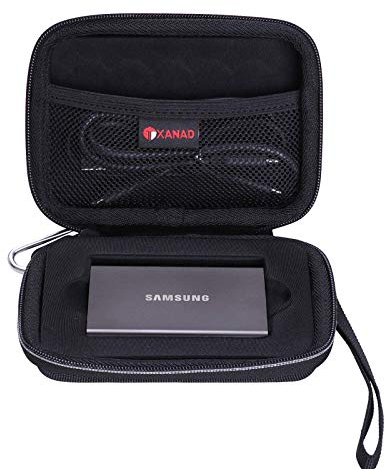 XANAD Tasche für Samsung T7, T7 Touch Portable SSD 1 TB 2 TB Externe SSD Case Hülle Festplattentasche (schwarz)