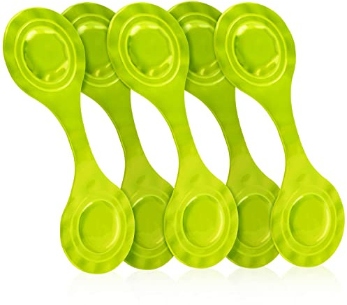 KD-TECH 5er Set Magnet-Reflektoren - Reflektierende Ansteckmagnete für maximale Sichtbarkeit - für Rucksack, Jacke, Kinderwagen und mehr (Grün)