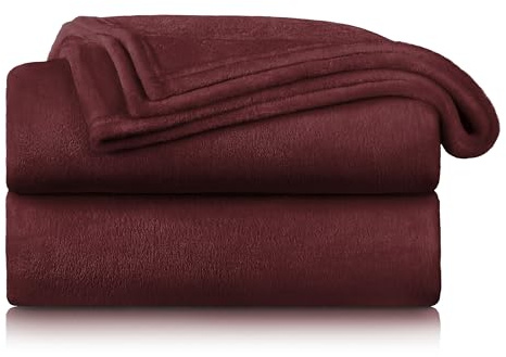 Blumtal Coperta in pile, 220 x 240, colore rosso scuro, certificato Oeko-TEX®, plaid per divano, plaid coccooning, coperta in pile spessa, soffice e calda, di alta qualità