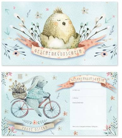 GESCHENKGUTSCHEINcom by POS-HAUER. 50 Gutscheine. Blanko zum Selberausfüllen. Für Ostern Osterfest Ostergutschein. Vordruck für Firmen.