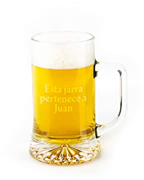Regalo Original - Jarra Cerveza Personalizada - Grabado Láser Imborrable - Vidrio Resistente - 50 cl - Color Transparente - Con Nombre y Texto