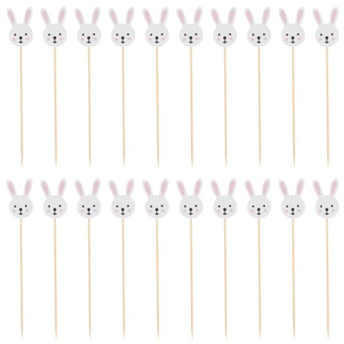 100Stück Hasen Tortendeko Cake Topper Happy Easter Kuchen Deko for Ostern Kaninchen Thema Baby Dusche Kinder Geburtstag Party Rosa Weiß