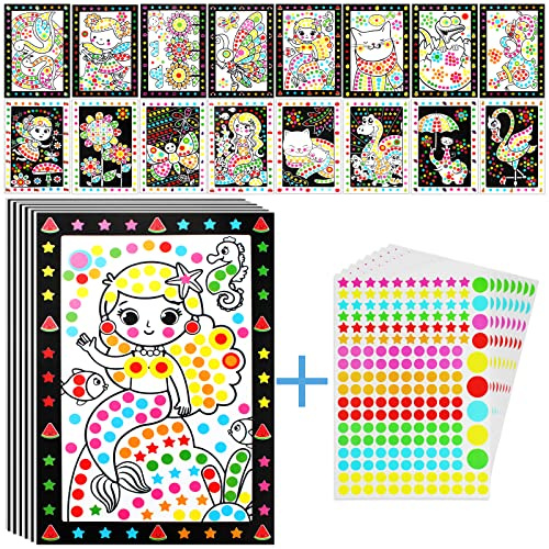 16 Stück Klebepunkt Bastelset Kinder Punkt Aufkleber Kunst Papier, Mosaik Klebebilder Kunsthandwerk Bilder Klebepunkte, Dotty Sticker Scrapbooking Kreative Basteln Sticker für Kinder