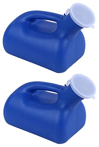 Urinale für Herren – mit Deckel aus Kunststoff – einfach zu greifender Griff für Reiseflasche und Notfall 2000 ml – 2 Stück Happy
