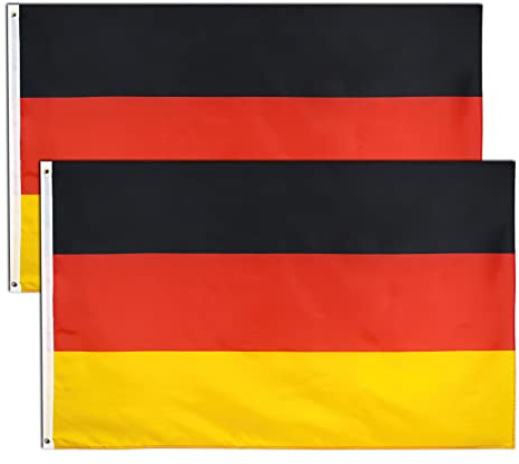 2 stück Deutschland Flaggen,90 × 150 cm Deutsche Fahne mit Messingösen Wetterfest Farbecht Germany Flag für Fußball WM 2022 Deko Draußen/Drinnen