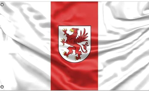 Voivodato della Pomerania Occidentale, bandiera della Polonia | Stampa dal design unico | Made in EU (90x150 cm)
